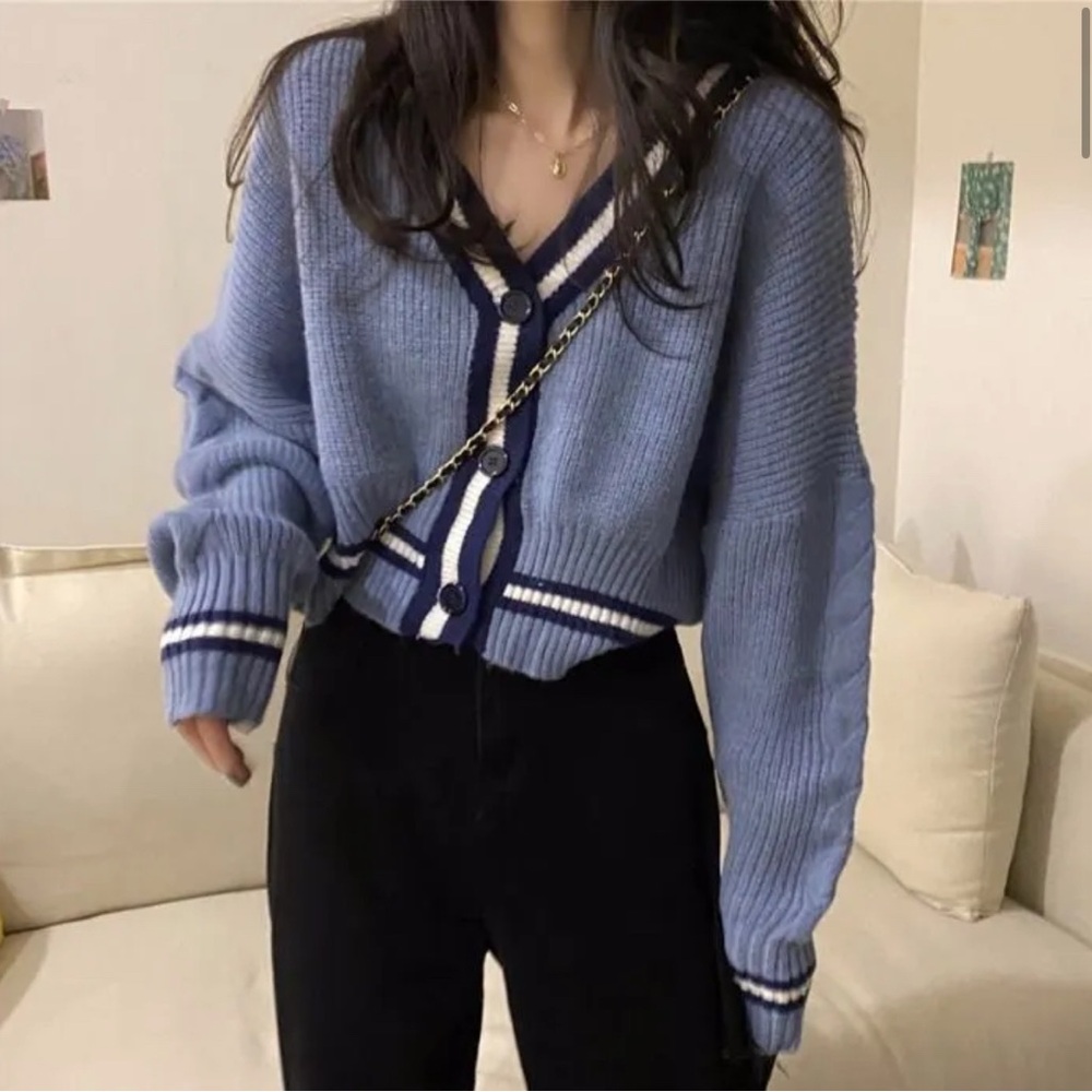 YesStyle Blue and White Cardigan